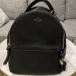 LIKE NEW Kate Spade New York Small Black Leather Backpack with Tassels